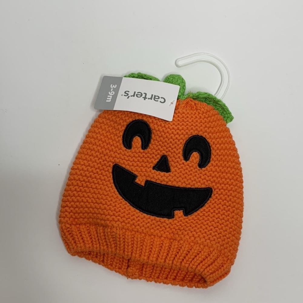 Carter’s | Orange Knit PUMPKIN Beanie Hat | Photography Prop Fall Halloween NWT